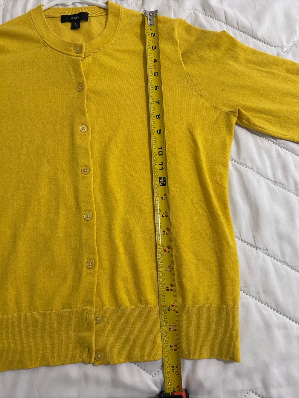 J. Crew Yellow Cotton Button-Front Cardigan - Picture 3 of 5